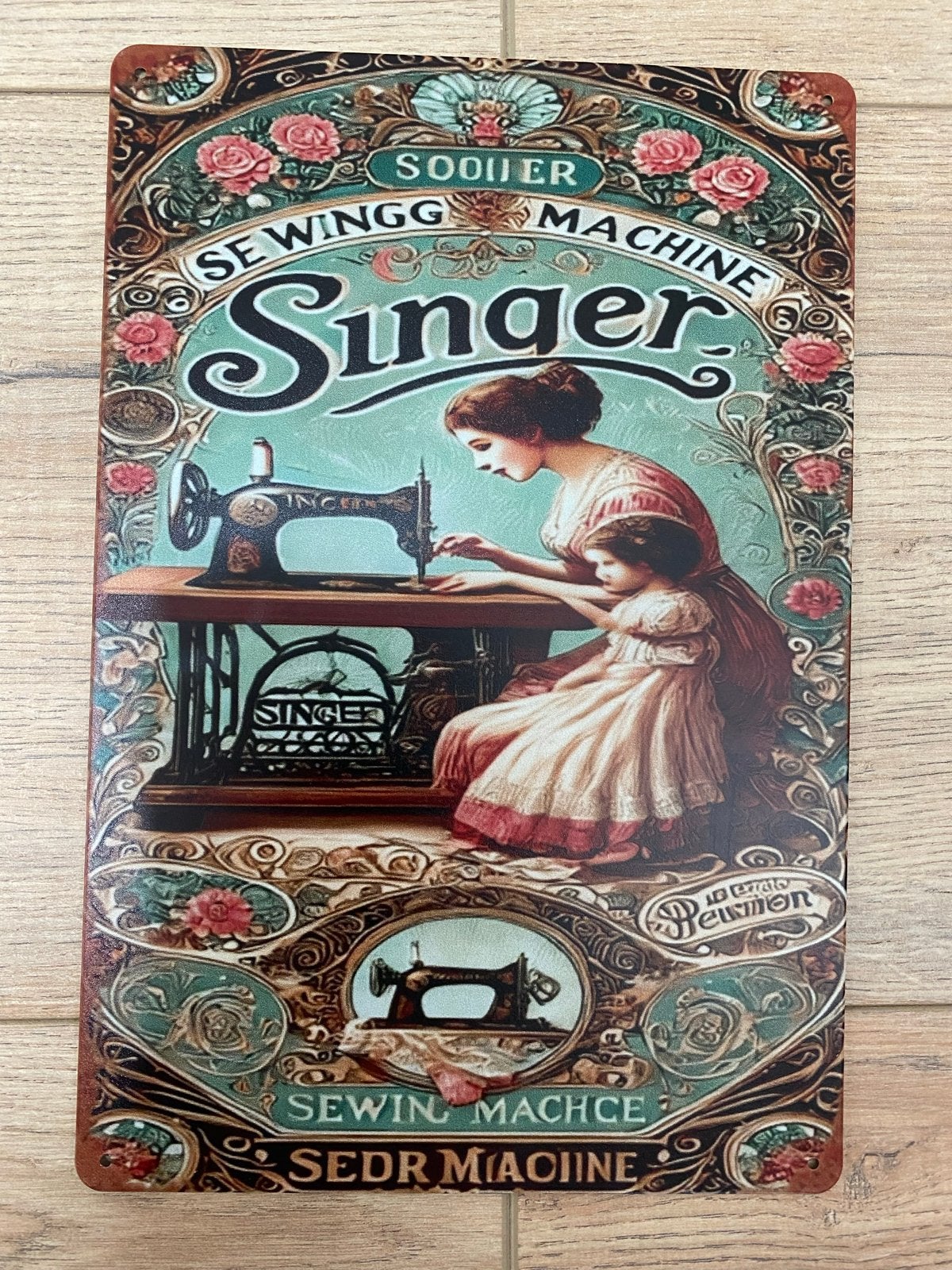 Vintage Singer Naaimachine Reclamebord - Decoratief Metaal, Verzenden
