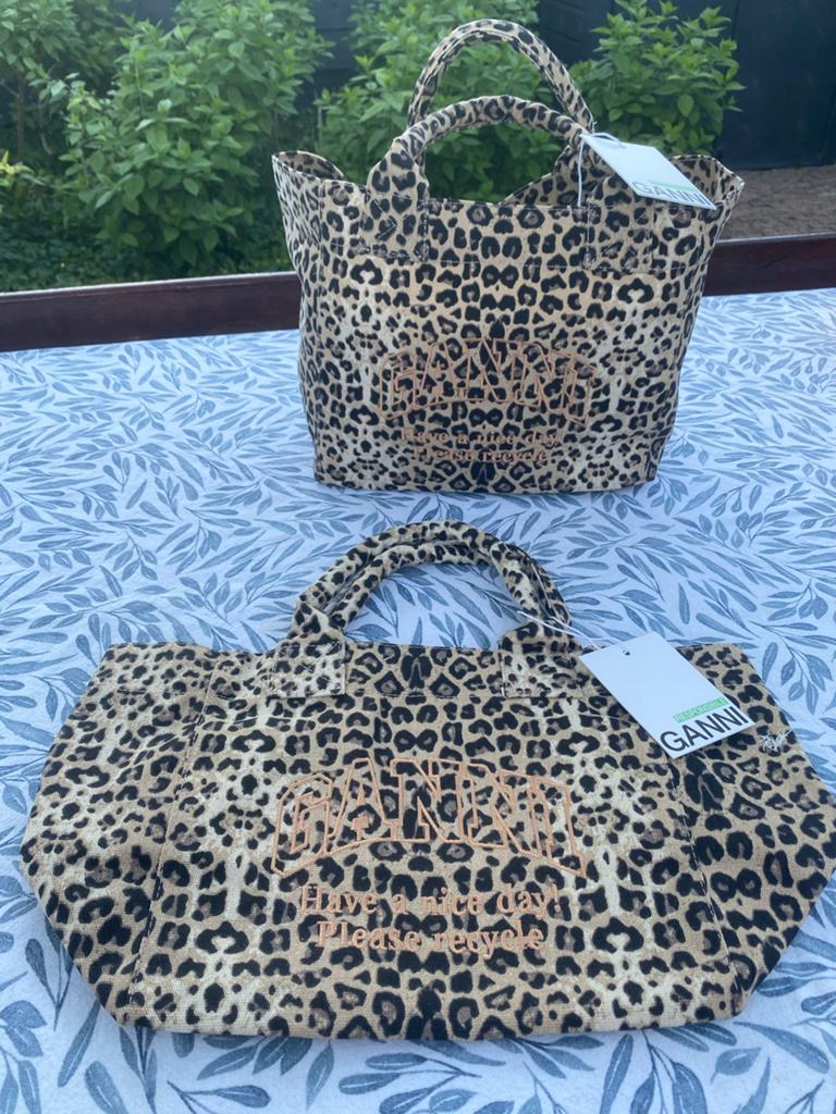 Ganni mini tote bag - Leopard print, Verzenden, Nieuw, Bruin, Handtas