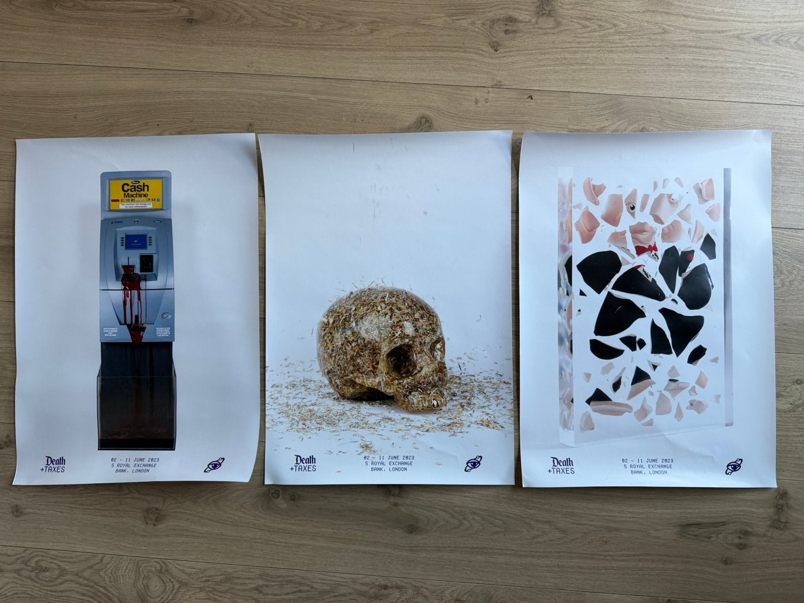 Imbue - The full set of 3 'Death + Taxes' exhibition posters, Ophalen of Verzenden, Film en Tv