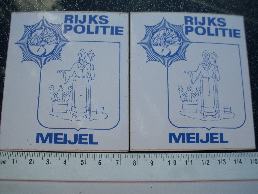 2x sticker rijkspolitie meijel logo embleem, Verzenden, Zo goed als nieuw, Bedrijf of Vereniging
