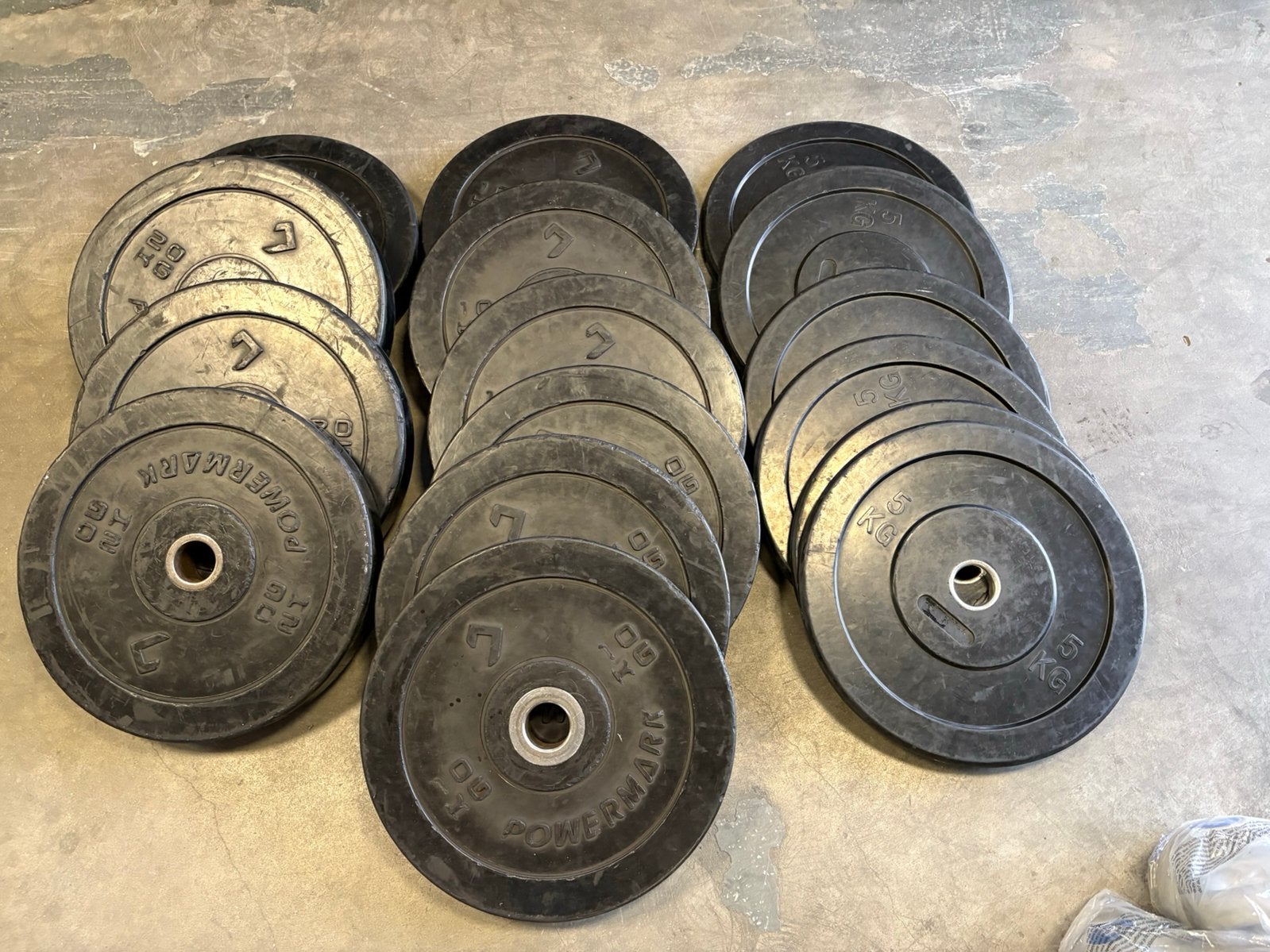 170 kg bumperplates Olympische halter schijven 50 mm, Sport en Fitness, Halterschijven, Gebruikt, 170 kg, Bumperplates
