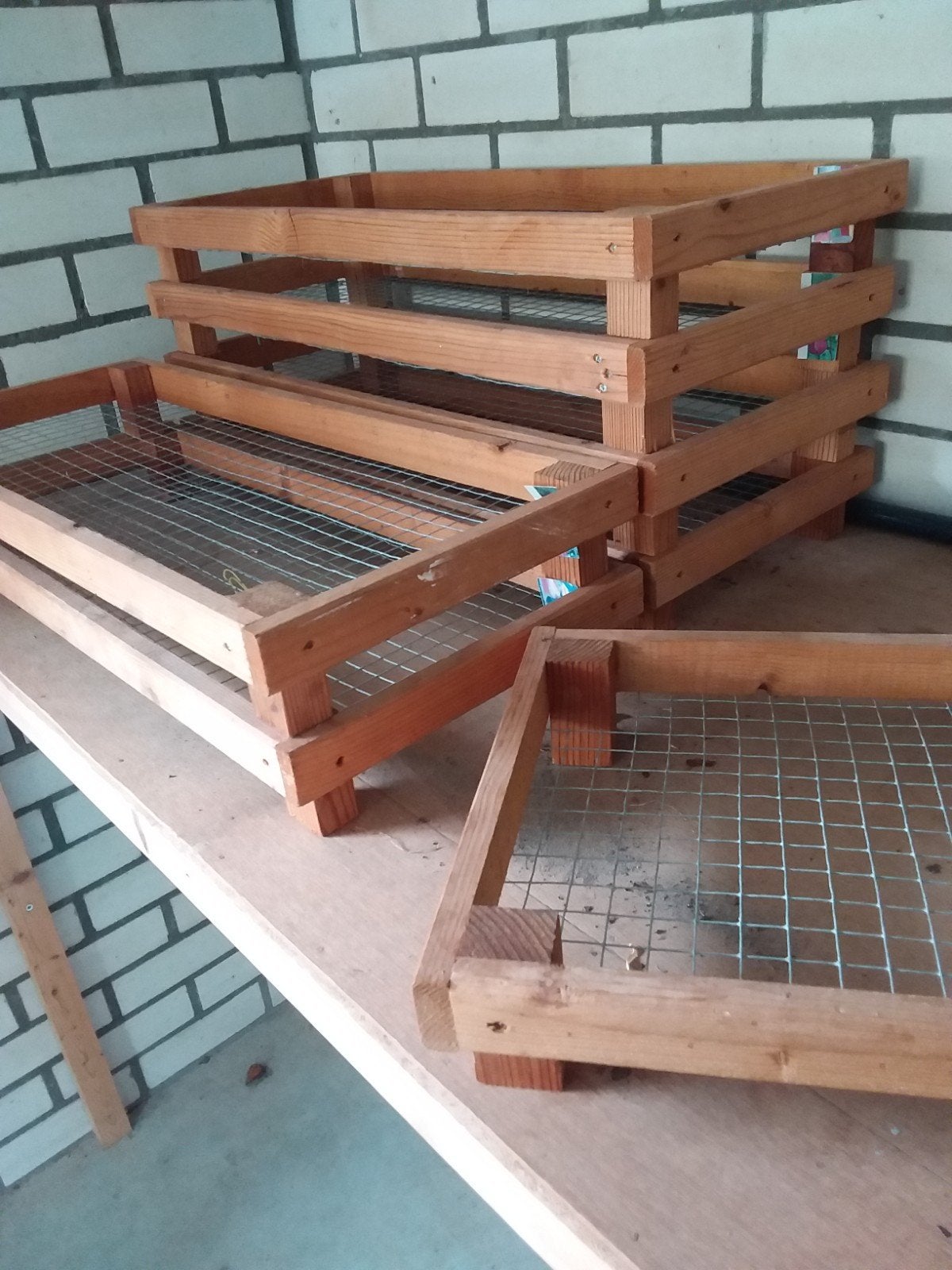 7 Houten bakjes voor bloembollen of drogen van kruiden, Ophalen, Gebruikt, Overige typen