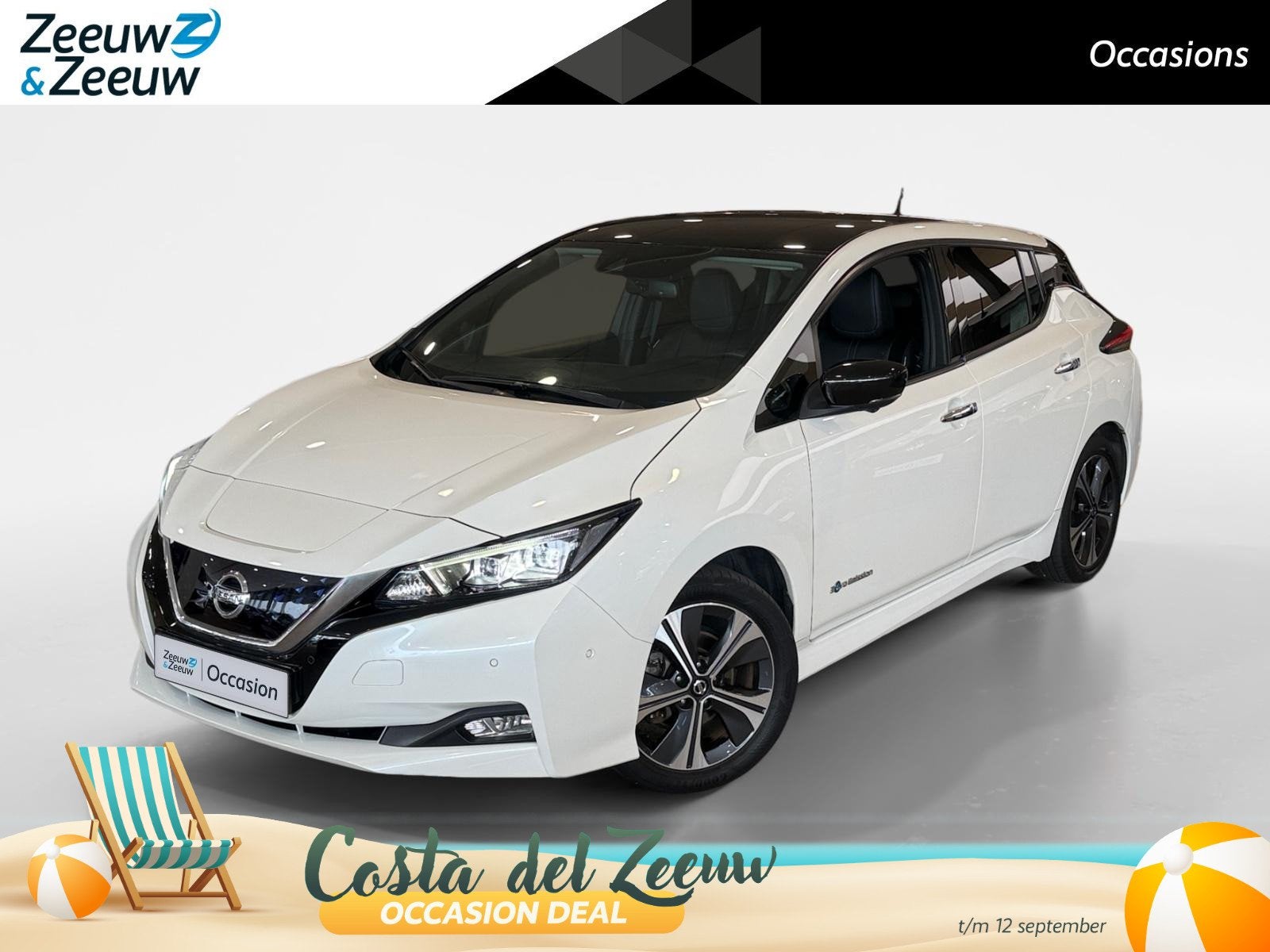 Nissan LEAF Tekna 40 kWh *Automaat*Navi+360Camera*Climate*Ad, Auto's, Nissan, 12 maanden, Gebruikt, Zwart, Leder en Stof