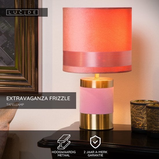 Lucide EXTRAVAGANZA FRIZZLE - Tafellamp - Ø 18 cm 1xE14 Roze, Ophalen of Verzenden, Nieuw, Metaal