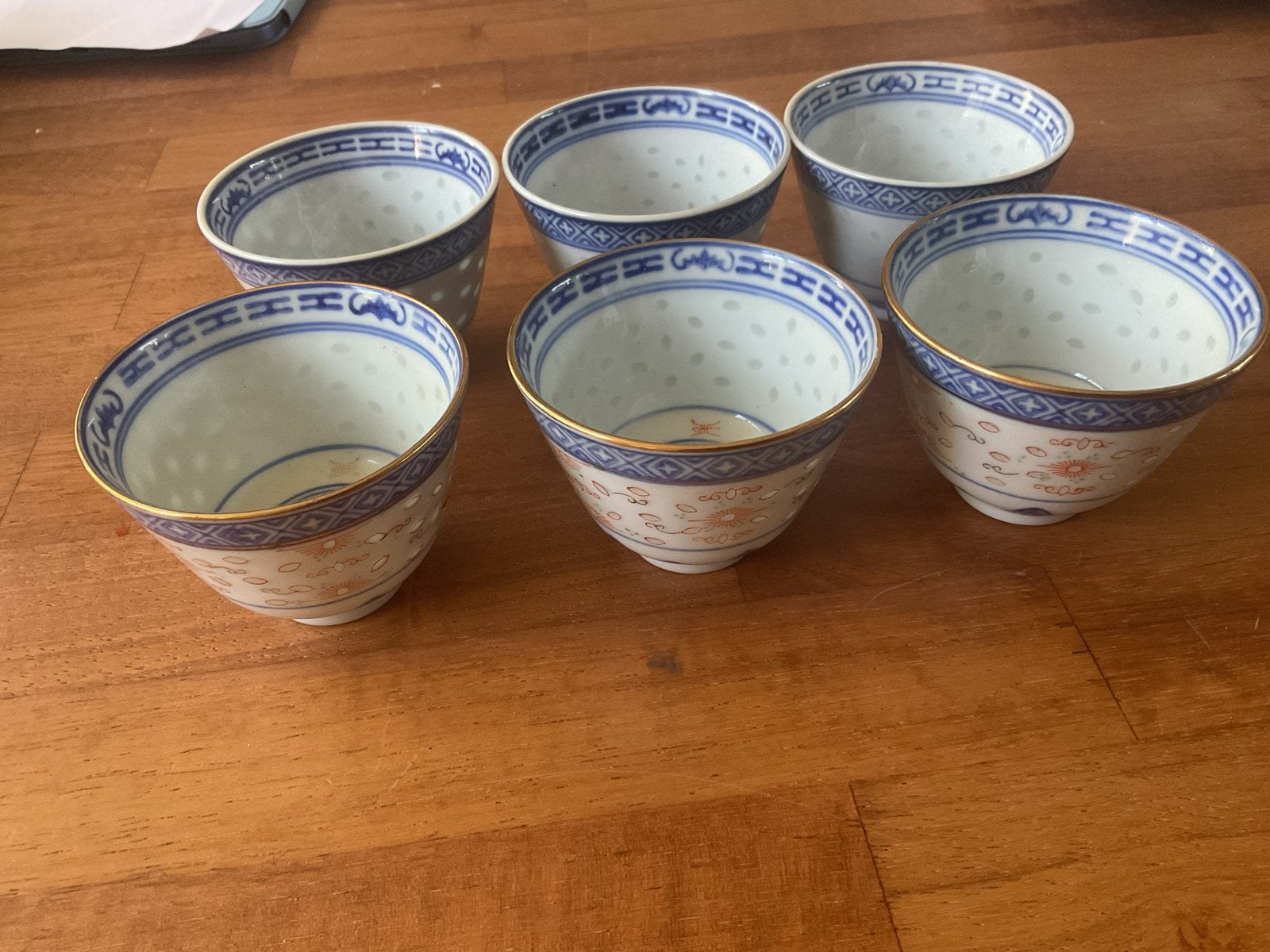 Set van 6 Chinese rijstkorrel theekopjes, Antiek en Kunst, Ophalen of Verzenden