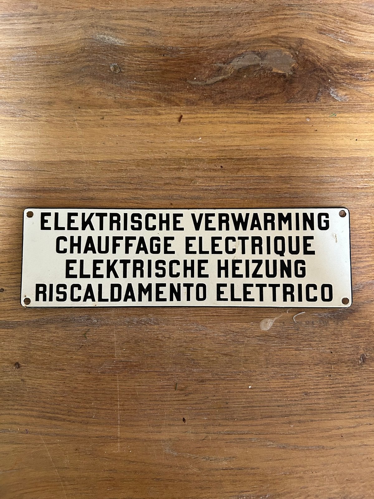 Emaille bordje 'Elektrische Verwarming' - Vintage, Ophalen of Verzenden