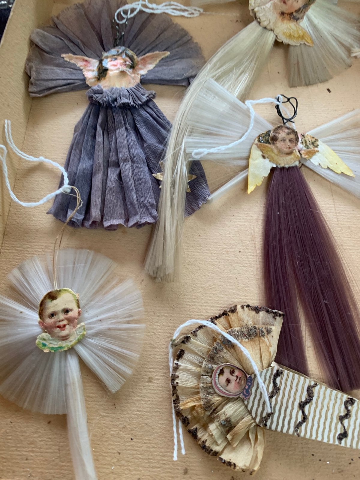 Antieke kerst spunglas ornamenten, Diversen, T, Ophalen of Verzenden, Zo goed als nieuw, N