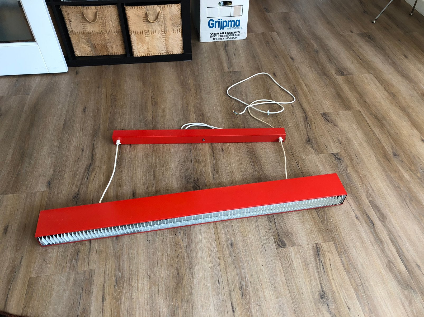 Retro vintage rode hanglamp Exactor ?- Jaren '70 80 design, Huis en Inrichting, Lampen | Hanglampen, Ophalen, Gebruikt, Metaal