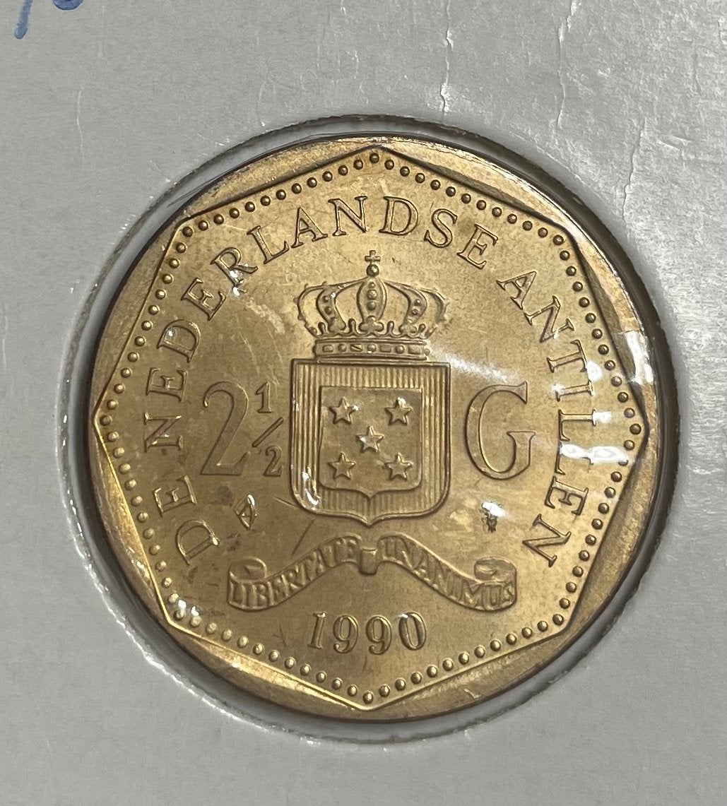 2,5 gulden Nederlandse Antillen 1990, Postzegels en Munten, Munten | Nederland, Ophalen of Verzenden, Koningin Beatrix