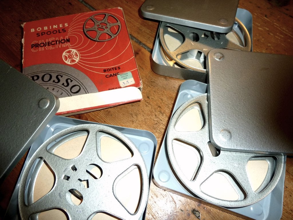 16mm film Vintage Posso Spoelen 60mtr - 2 setjes - 1950 manc, Ophalen of Verzenden, 16mm film