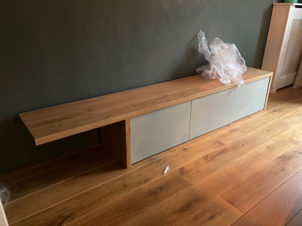 Bank / tv meubel op maat, Huis en Inrichting, Kasten | Televisiemeubels, Ophalen, Eikenhout, Nieuw, 200 cm of meer