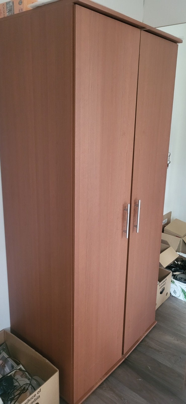 Kledingkast met spiegeldeur - bruin, Ophalen, Gebruikt, 100 tot 150 cm, Modern
