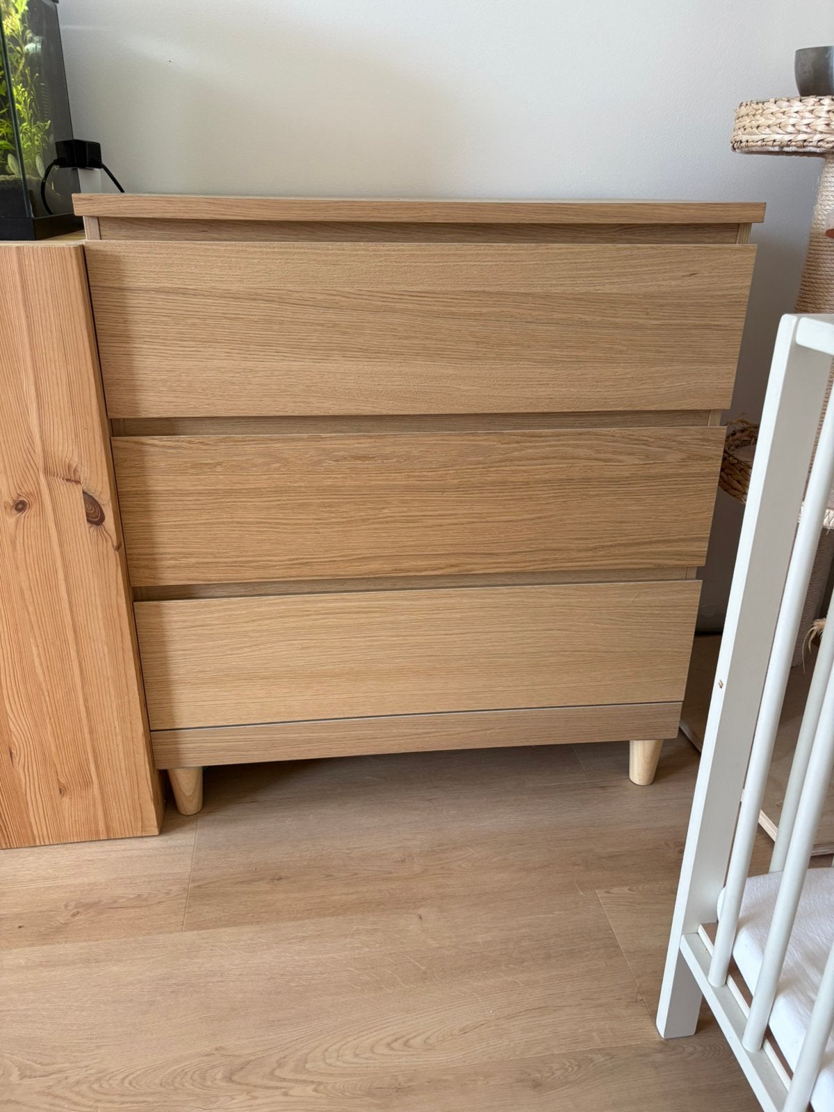 Ikea MALM- 3 lades - eiken fineer., Ophalen, Eikenhout, 50 tot 100 cm, Zo goed als nieuw