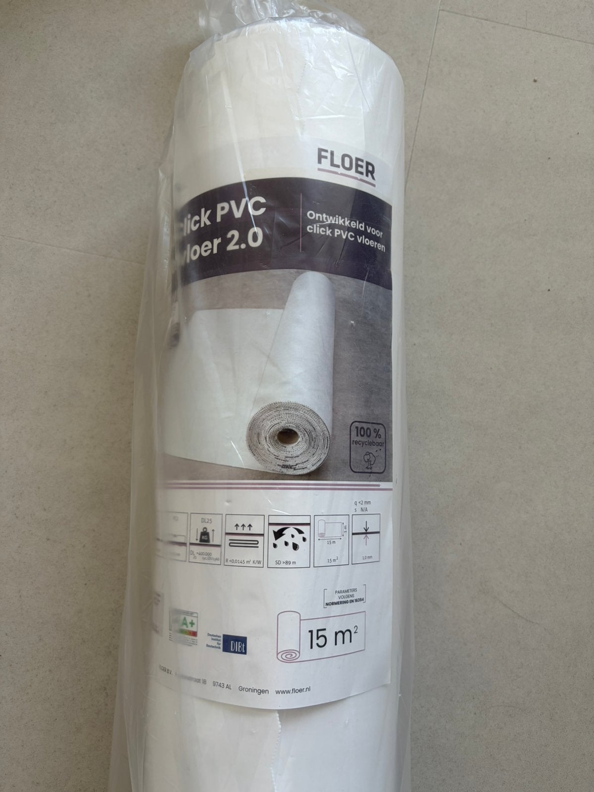 Rigid ondervloer 2.0 click pvc 15m2, Ophalen, Overige materialen, 30 cm of meer, Overige typen