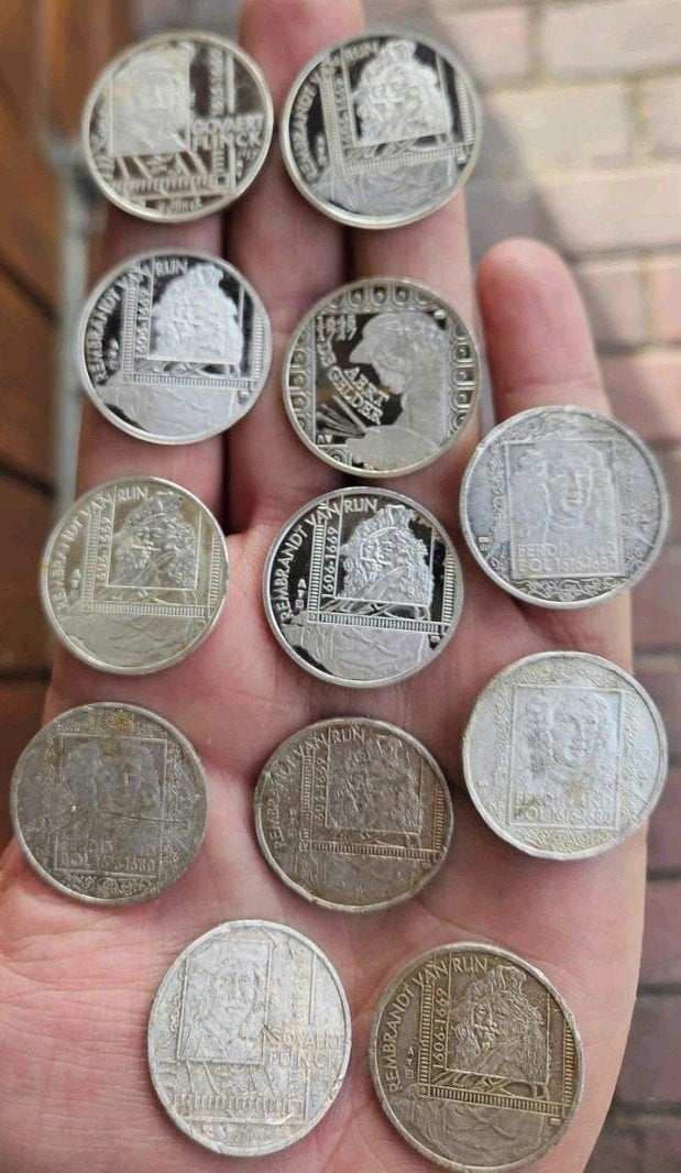Zilveren Munten Lot 12 stuks, Antiek en Kunst, Verzenden, Zilver