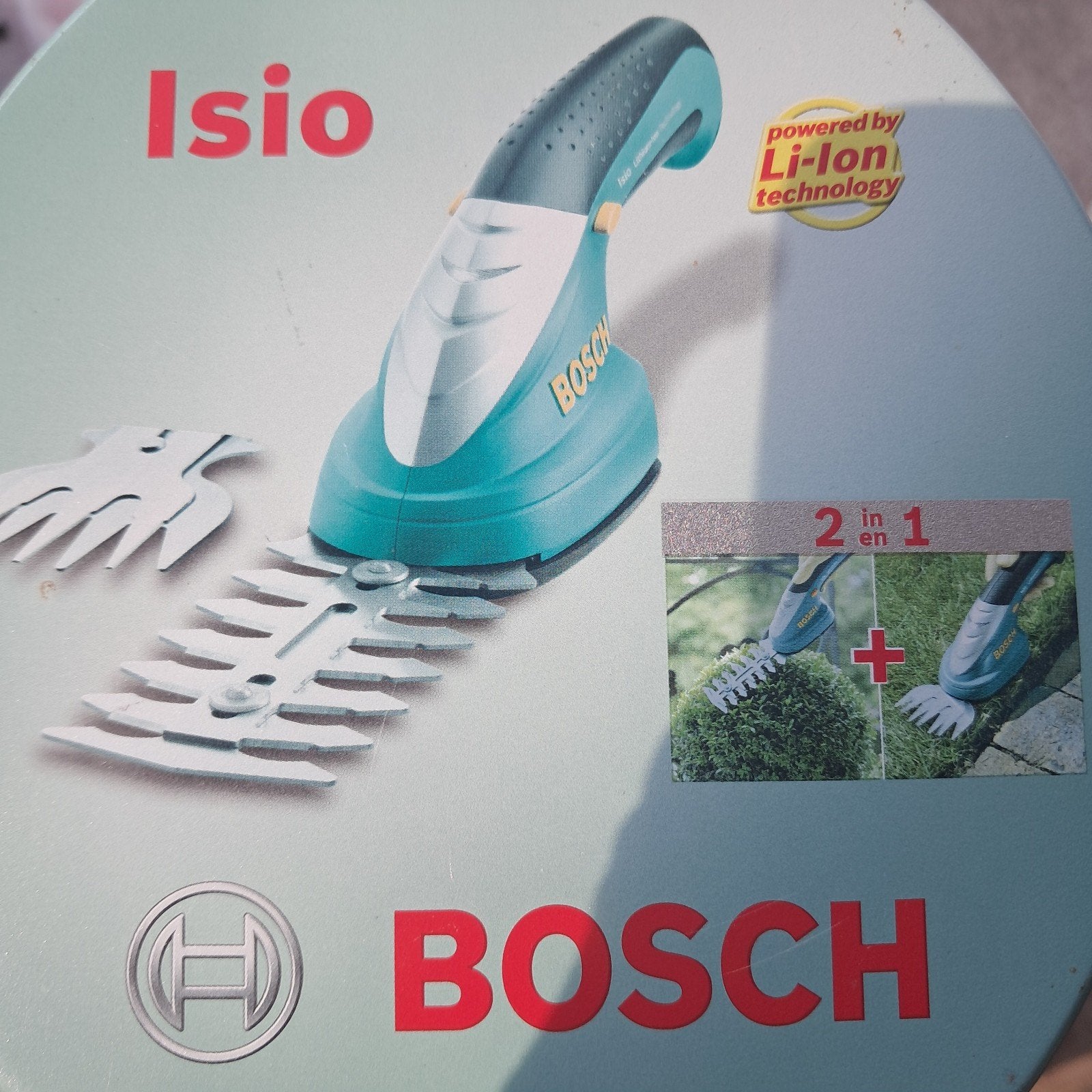 Bosch Isio Accu Gras- en Buxusschaar 2-in-1, Tuin en Terras, Ophalen of Verzenden, Gebruikt, Accu, Bosch