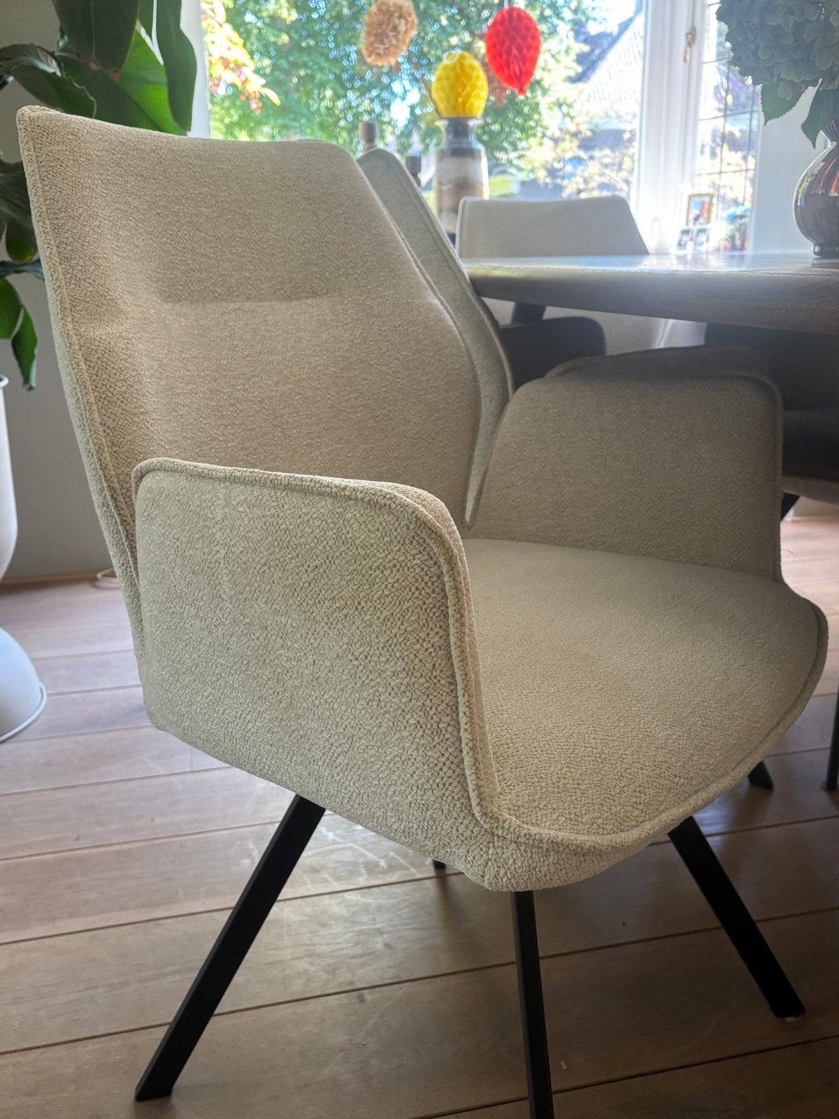Eetkamerstoelen beige - 6 stuks, Ophalen, Overige kleuren, Zo goed als nieuw, Stof