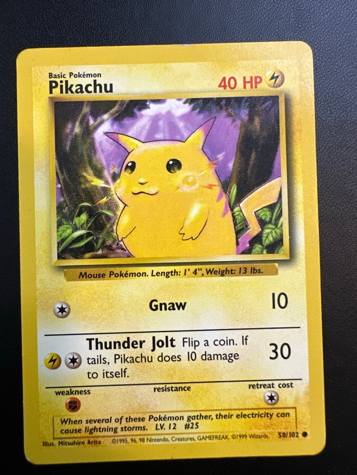 Pikachu Base Set 58/102 (1999 Wizards), Ophalen of Verzenden, Gebruikt, Losse kaart