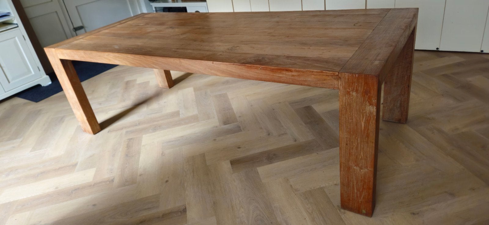 Grote Teakhouten Eettafel 240x109x76 (lxbxh), Ophalen, Gebruikt, 100 tot 150 cm, Teakhout