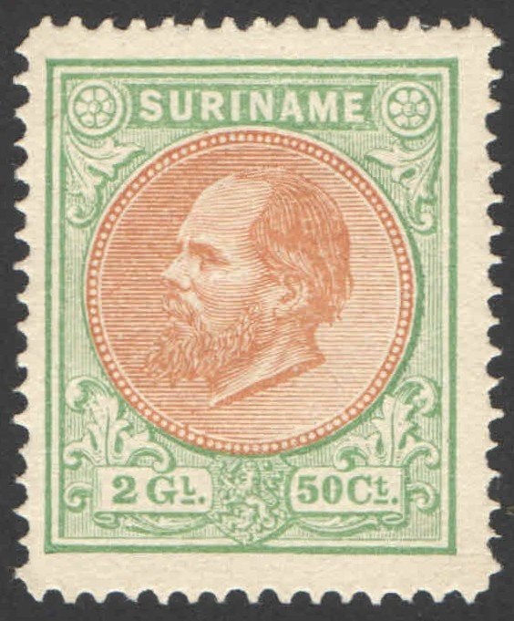 Suriname NVPH nr 15 ongebruikt Koning Willem III 1879, Ophalen of Verzenden, Postfris