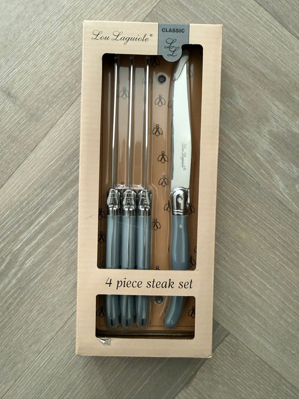 Lou Laguiole steakmessen set - 4 stuks, Bestekset, Ophalen of Verzenden, Rvs of Chroom, Eetmes