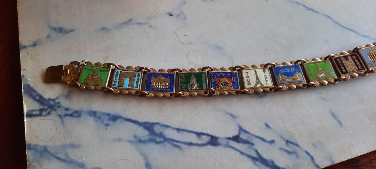 Antieke souvenir armband ,emaille  cloisonné,France, Ophalen of Verzenden, Overige materialen