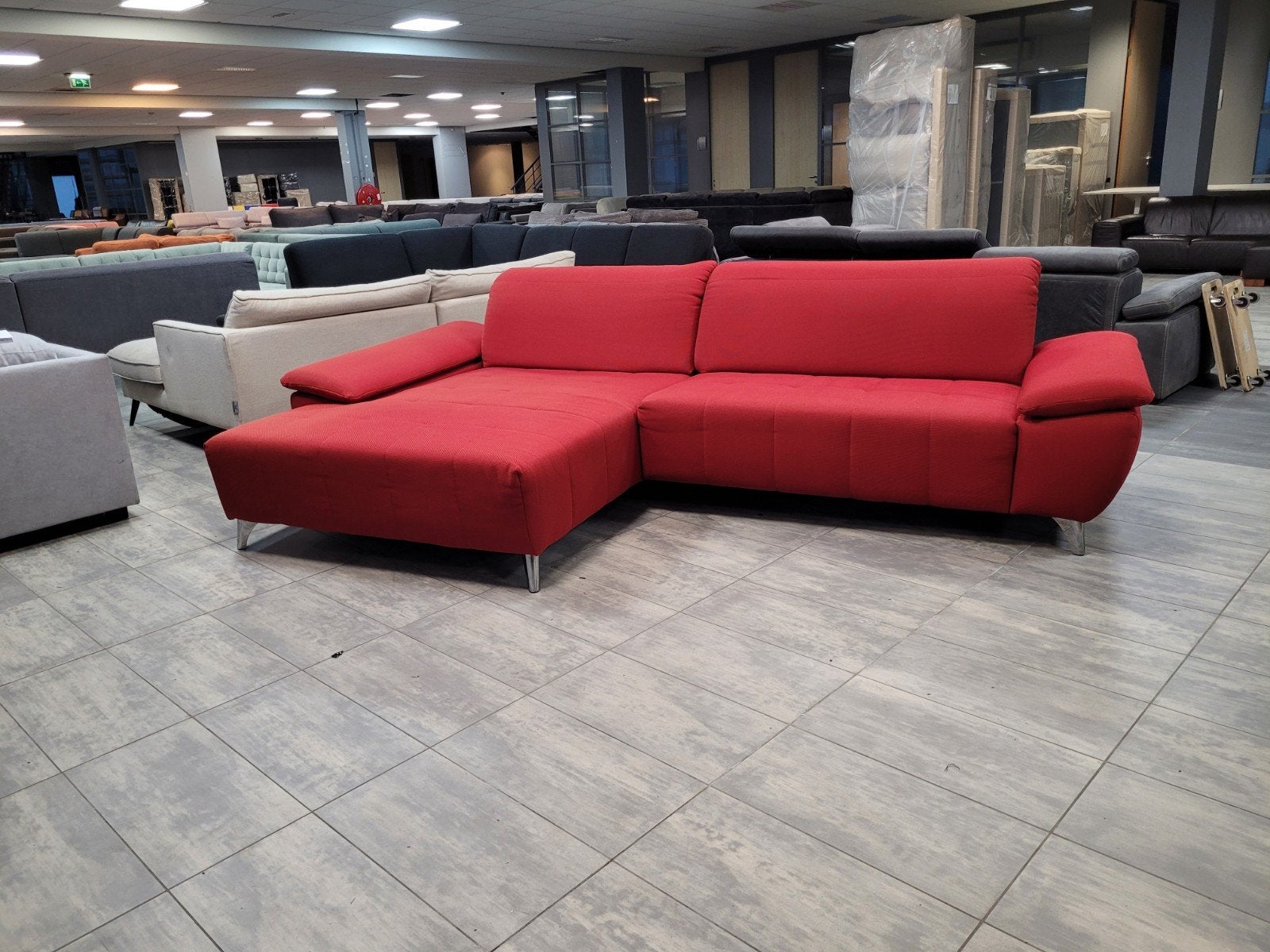 ❇️️️️️️️️ OUTLET donkerrode hoekbank 310x185 | BEZORGEN, Hoekbank, 300 cm of meer, Ophalen of Verzenden, Zo goed als nieuw