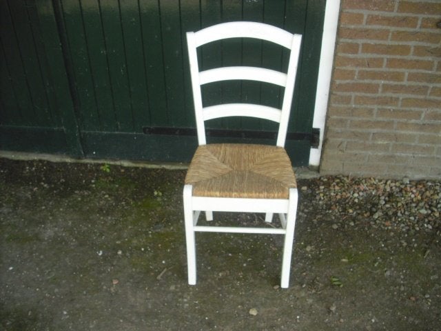 rieten stoel, Bruin, Zo goed als nieuw, Eén, Hout