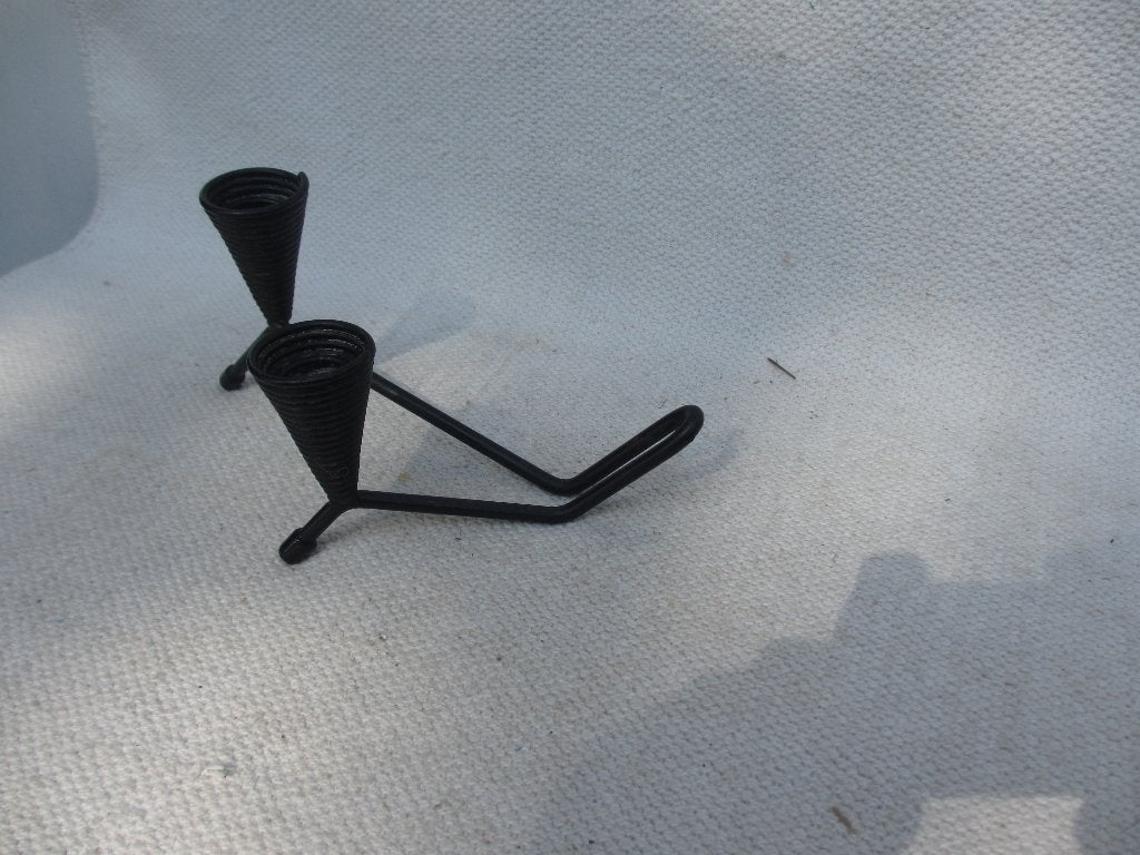 Vintage jaren 50 kandelaars Wortman Den Haag/Pilastro stijl, Gebruikt, Zwart, Ophalen of Verzenden, 40 cm