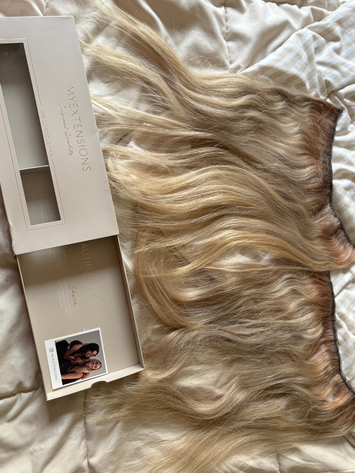 My extensions hairextensions 50 cm 50 gram blond., Sieraden, Tassen en Uiterlijk, Verzenden, Gebruikt, Pruik of Haarverlenging