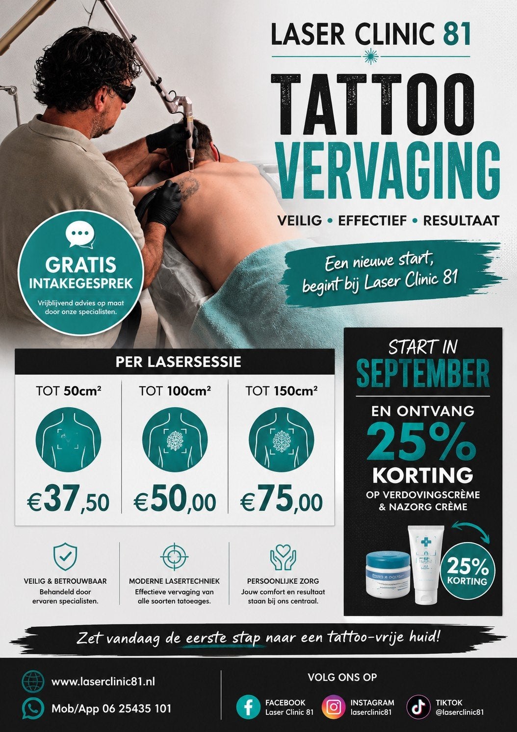Tattoo Removal  Herfst prijzen!! v.a €37,50, Ophalen, Nieuw, Overige typen