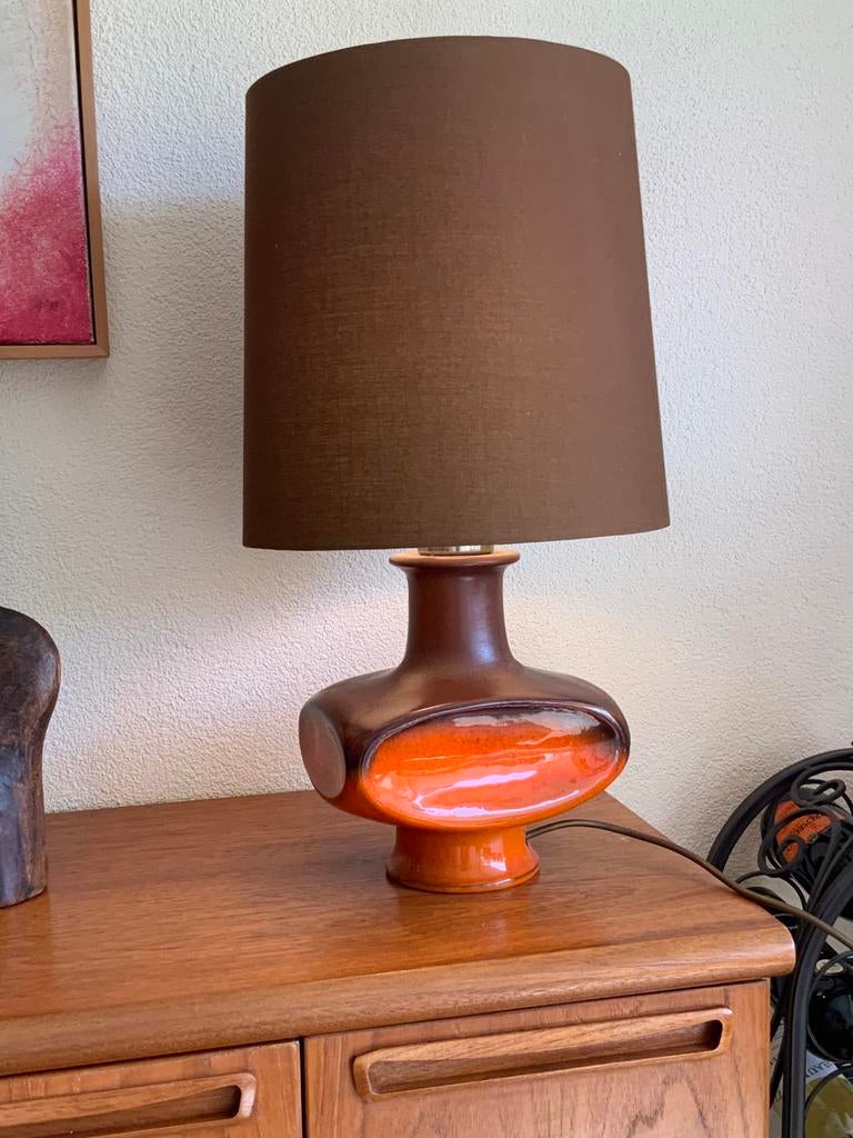 Vintage retro tafellamp met keramiek voet, Huis en Inrichting, Lampen | Tafellampen, Ophalen of Verzenden, Zo goed als nieuw, Overige materialen