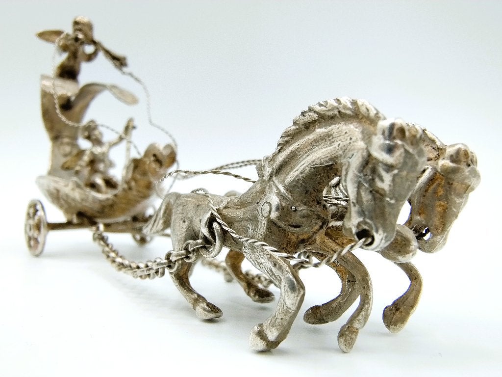 Zilveren miniatuur Engelenwagen, C.B. Bos, Zandvoort, 114g, Antiek en Kunst, Verzenden, Zilver