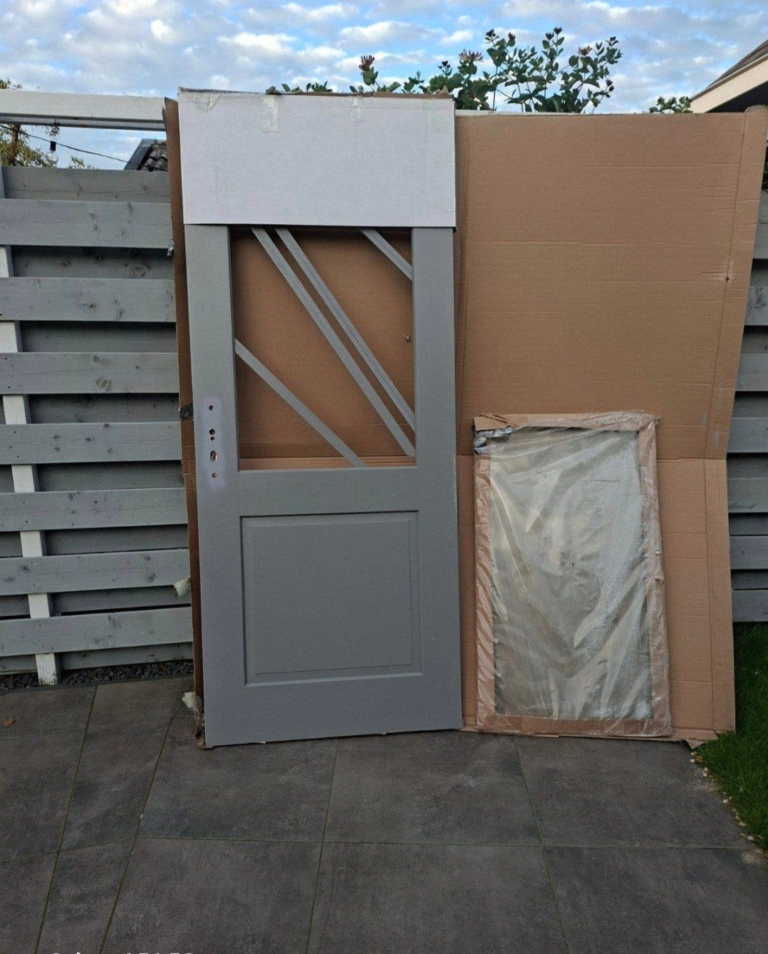 Nieuwe buitendeur met glas, 3-puntssluiting, rechtsdraaiend, Ophalen, Nieuw, 200 tot 215 cm, Glas