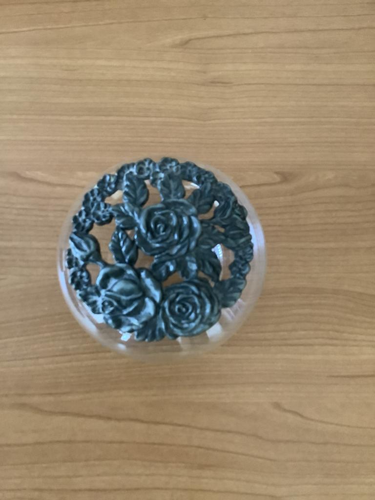 Glazen potje met decoratief rozen deksel, Antiek en Kunst, Ophalen of Verzenden