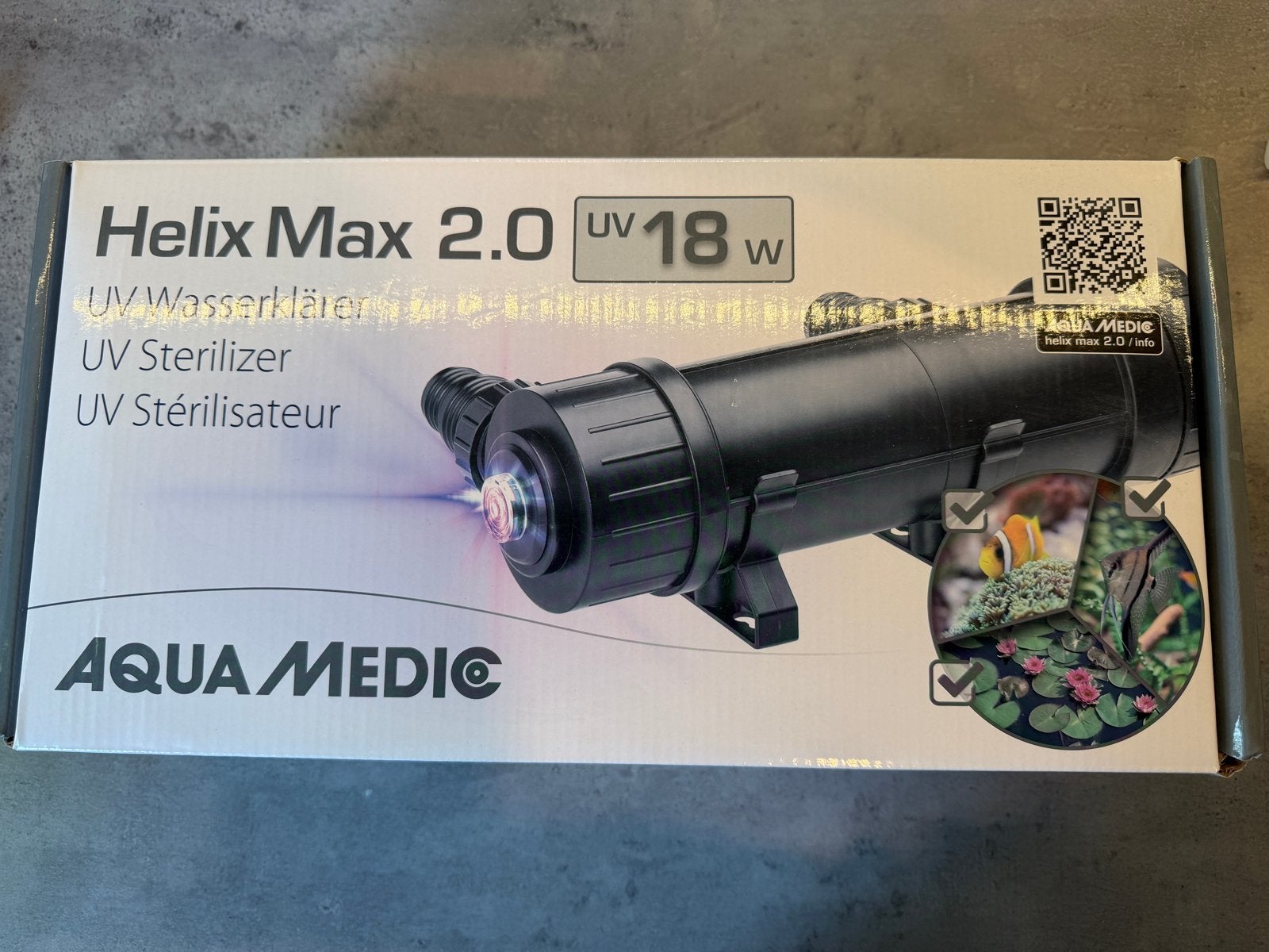 Aqua Medic Helix Max 2.0 UV Sterilisator 18W, Dieren en Toebehoren, Overige typen, Ophalen of Verzenden, Zo goed als nieuw, Inclusief toebehoren