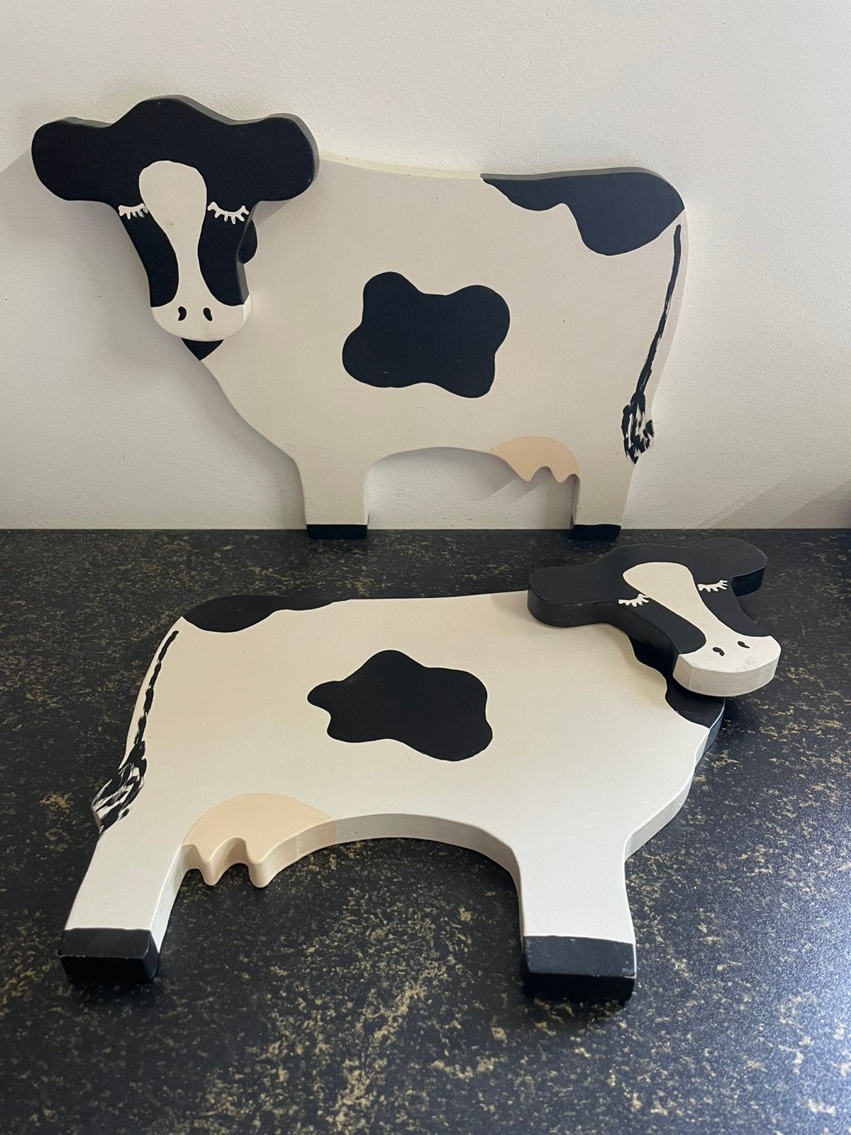 Set van twee houten decoratie koeien, Ophalen of Verzenden, Zo goed als nieuw