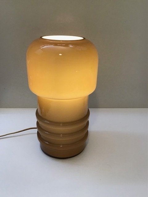 Vintage Scandinavisch mond geblazen glazen lamp, Ophalen, Minder dan 50 cm, Scandinavisch retro, Glas
