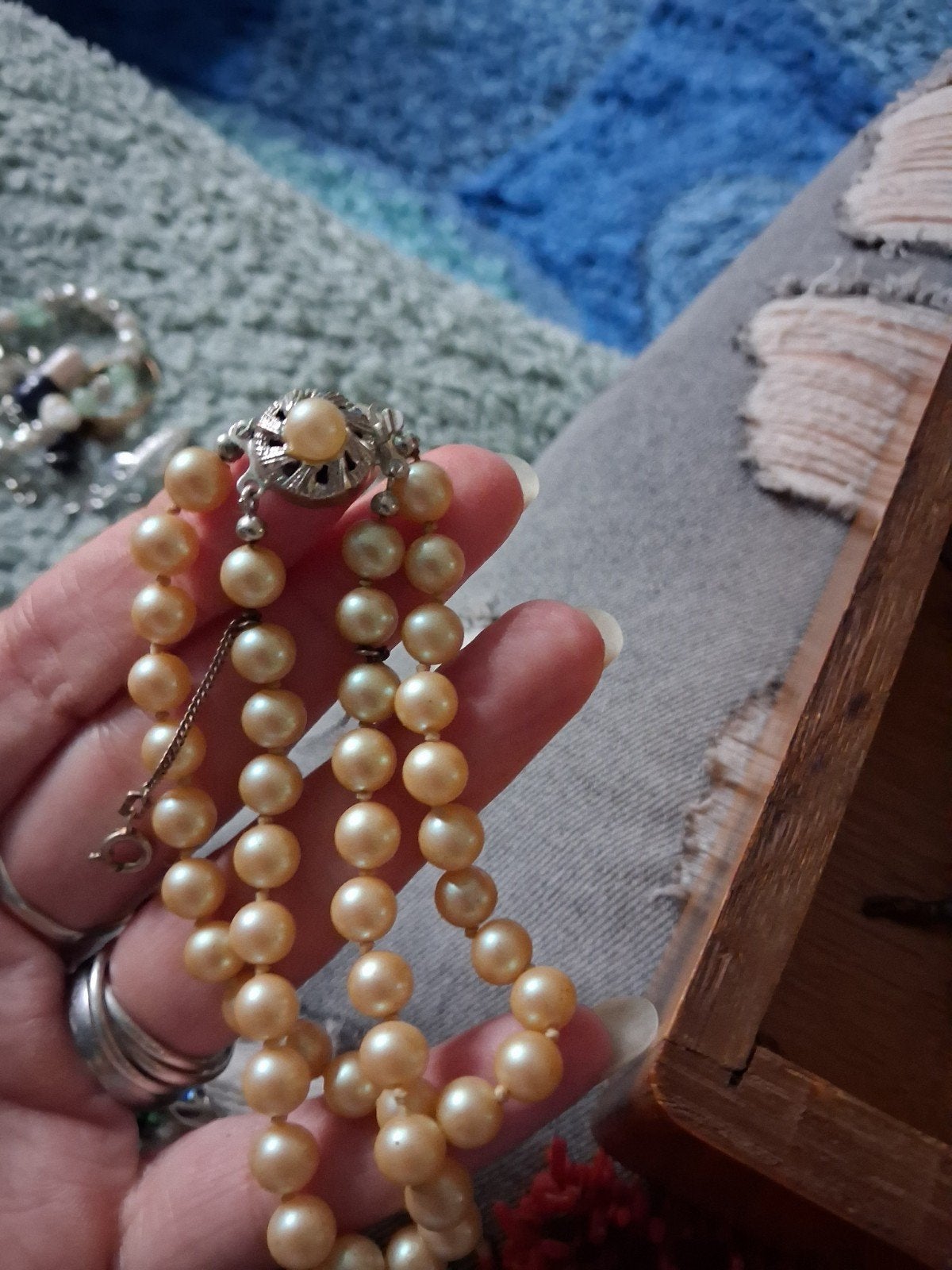 Parel Armband met Zilveren Sluiting, Gebruikt, Overige kleuren, Ophalen of Verzenden, Met bedels of kralen