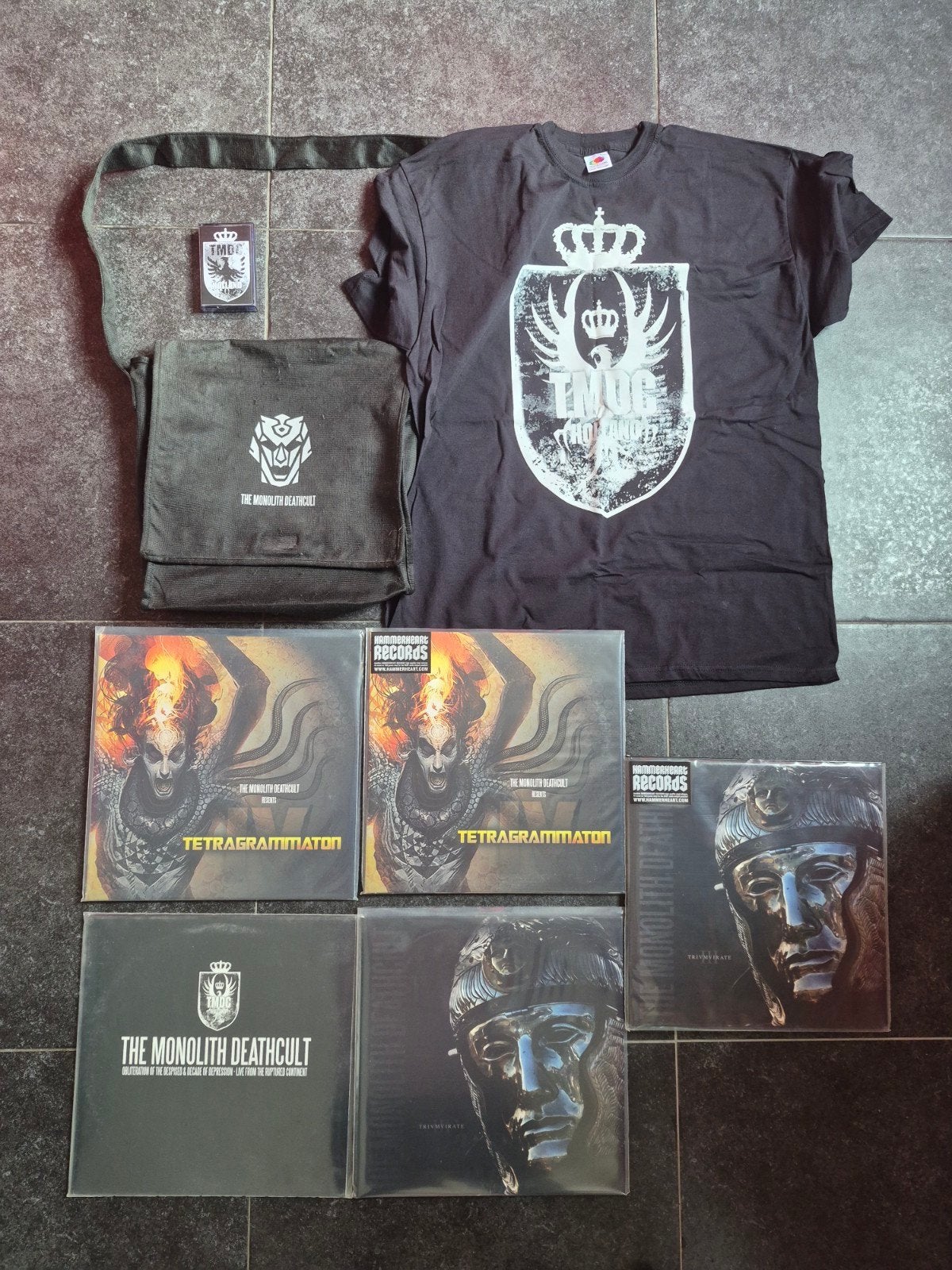 monolith deatcult collectie 5x lp cassette tas t shirt nm, Ophalen of Verzenden, Zo goed als nieuw