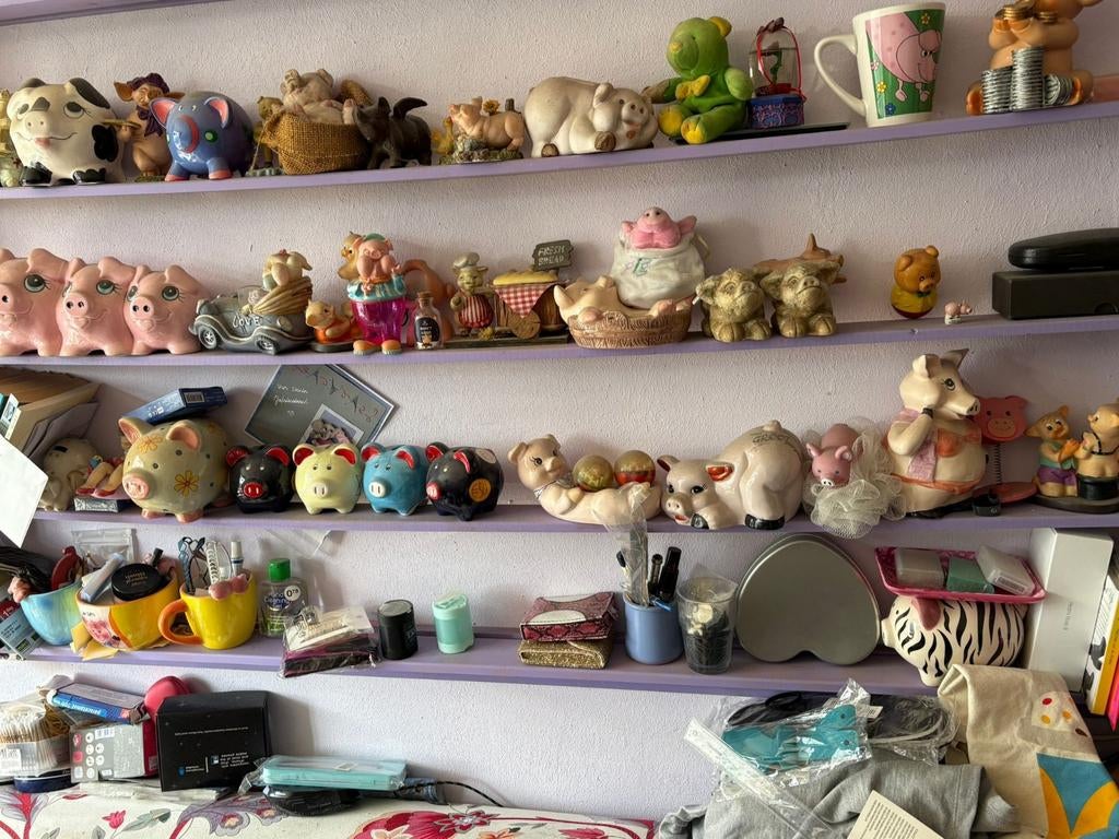 Grote verzameling spaarvarkens en beeldjes, Ophalen, Gebruikt