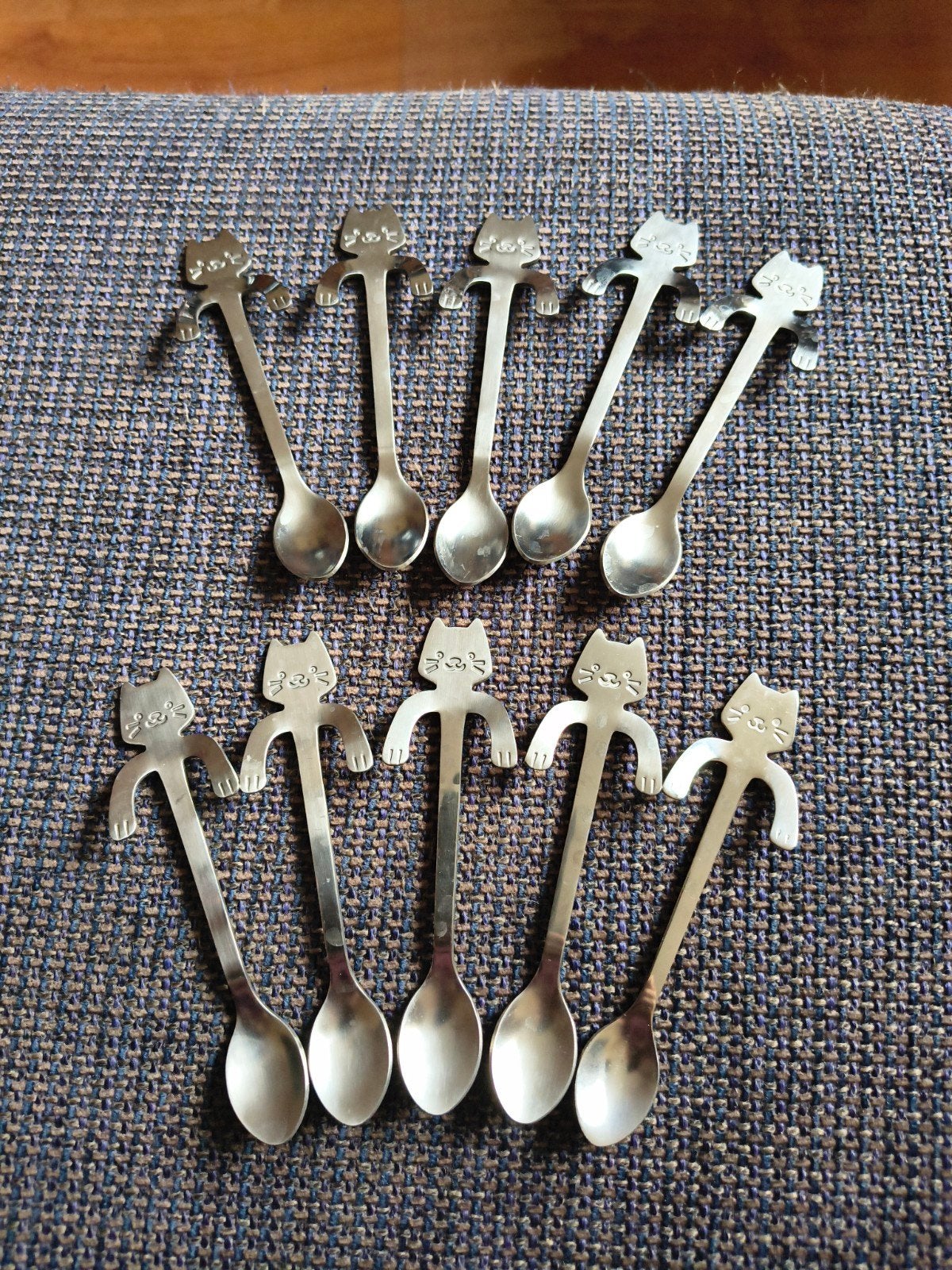 10 theelepels met hangende kat, Ophalen of Verzenden