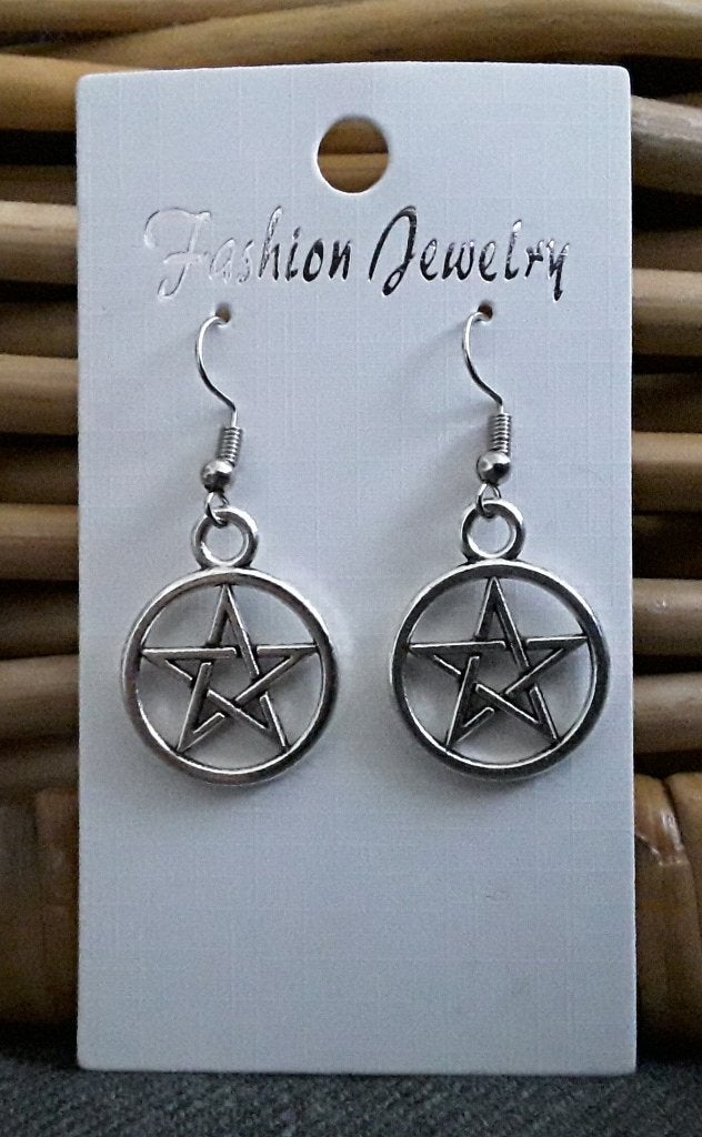 Oorbellen pentagram, Ophalen of Verzenden, Nieuw, Roze, Overige materialen