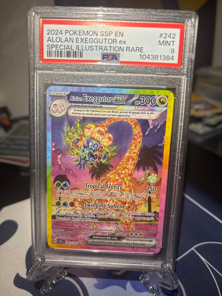 PSA 9 Alolan Exeggutor ex #242 Special Illustration Rare, Ophalen of Verzenden, Zo goed als nieuw, Losse kaart