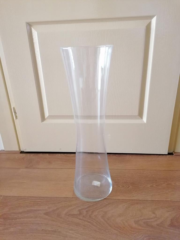 Hoge glazen vaas van 60 cm, Huis en Inrichting, Woonaccessoires | Vazen, Ophalen, Gebruikt, Overige kleuren, 50 tot 75 cm
