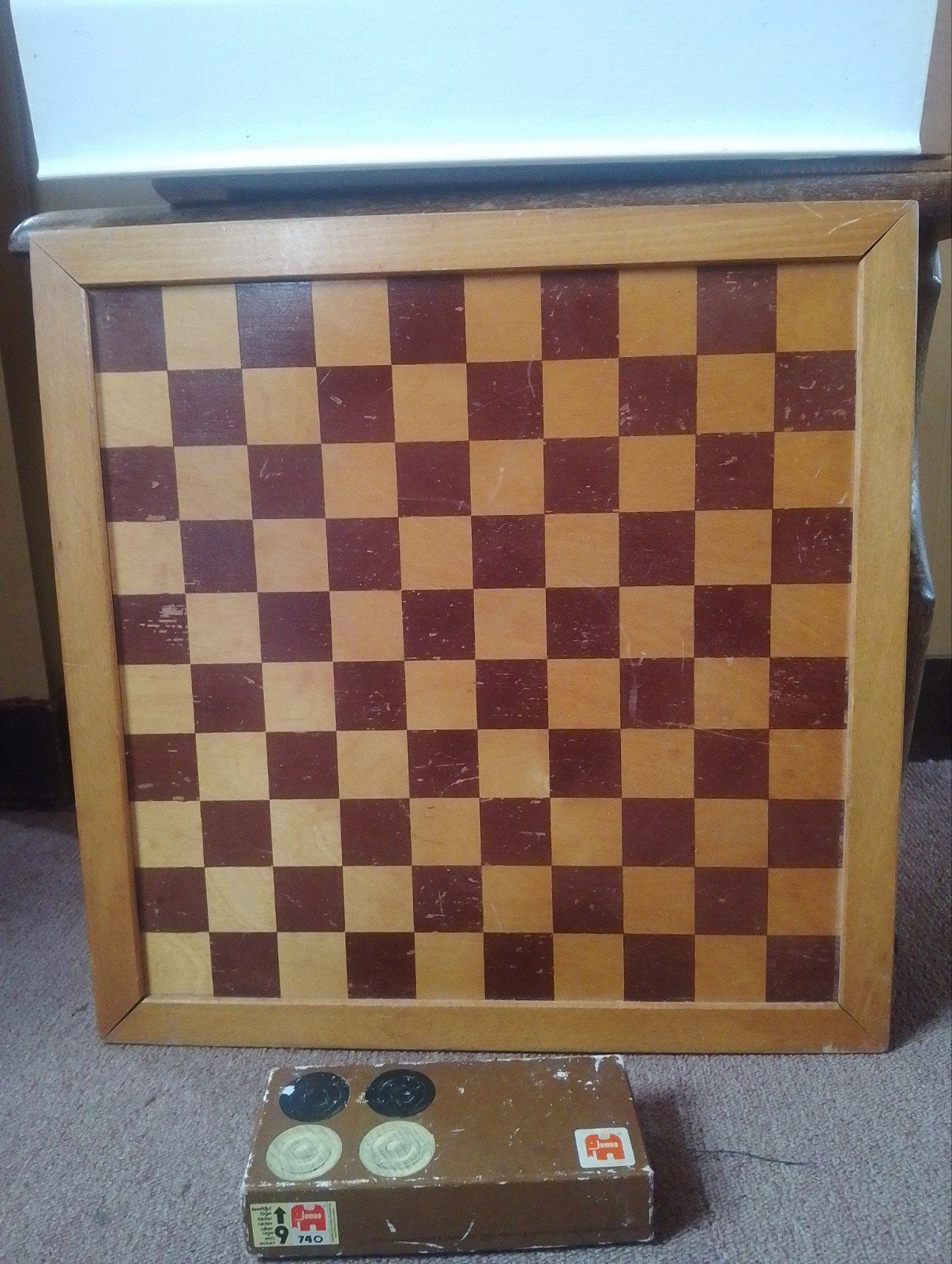 Vintage Jumbo Schaak- en Damspel (Gebruikt), Een of twee spelers, Ophalen of Verzenden, Gebruikt, Jumbo