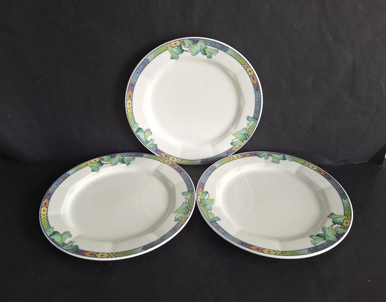 Villeroy & Boch 3 aardewerk ontbijtborden. Serie Pasadena., Ophalen of Verzenden, Zo goed als nieuw, Bord(en), Overige stijlen