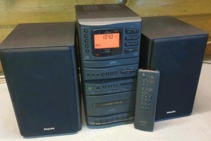 Saba stereo set cs-1550cd + philips speakers + remote, Audio, Tv en Foto, Stereo-sets, Speakers, Philips, Ophalen of Verzenden