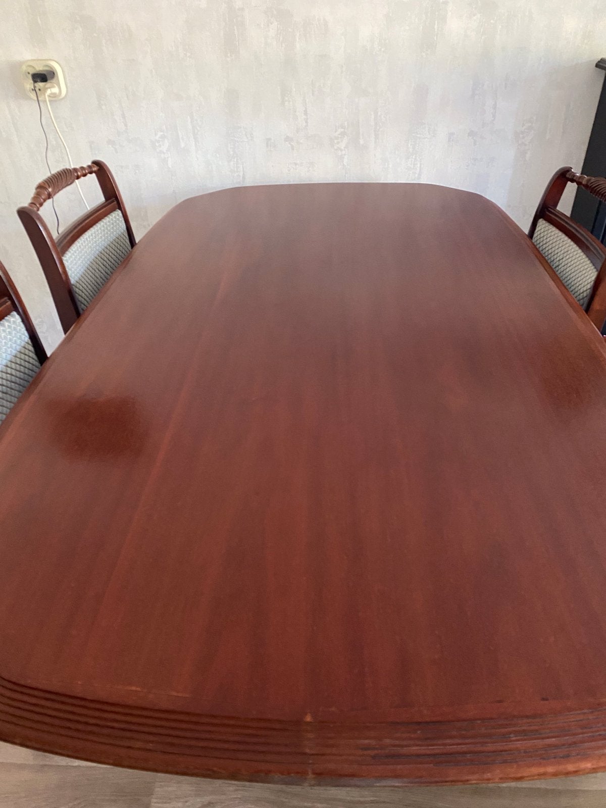 Mahonie eethoek 6 stoelen, Ophalen, Gebruikt, Klaziek Mahonie