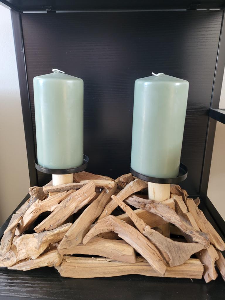 Houten kaarsenstandaard, Bruin, Ophalen of Verzenden, Zo goed als nieuw, Hout